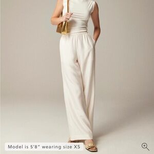 J. Crew Stratus Pant in Textured Satin - Ivory